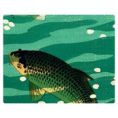 Japanese Koi Fish Two Sides Premium Plush Fleece Blanket (medium) by Cemarart