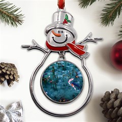 Fish Koi Carp Metal Snowman Ornament