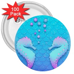 Seahorse 3  Buttons (100 Pack) 