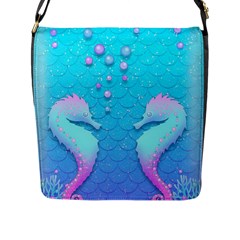 Seahorse Flap Closure Messenger Bag (l) by Cemarart