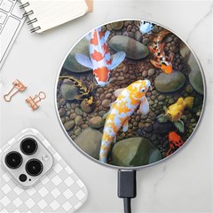 Koi Fish Clown Pool Stone Wireless Fast Charger(white) by Cemarart