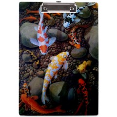 Koi Fish Clown Pool Stone A4 Acrylic Clipboard by Cemarart