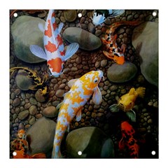 Koi Fish Clown Pool Stone Banner And Sign 3  X 3 