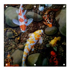 Koi Fish Clown Pool Stone Banner And Sign 4  X 4 