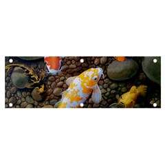 Koi Fish Clown Pool Stone Banner And Sign 6  X 2  by Cemarart