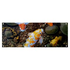 Koi Fish Clown Pool Stone Banner And Sign 8  X 3  by Cemarart