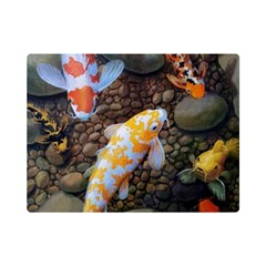 Koi Fish Clown Pool Stone Premium Plush Fleece Blanket (mini) by Cemarart