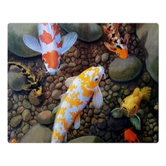 Koi Fish Clown Pool Stone Premium Plush Fleece Blanket (large) by Cemarart