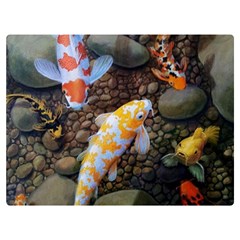 Koi Fish Clown Pool Stone Premium Plush Fleece Blanket (extra Small) by Cemarart