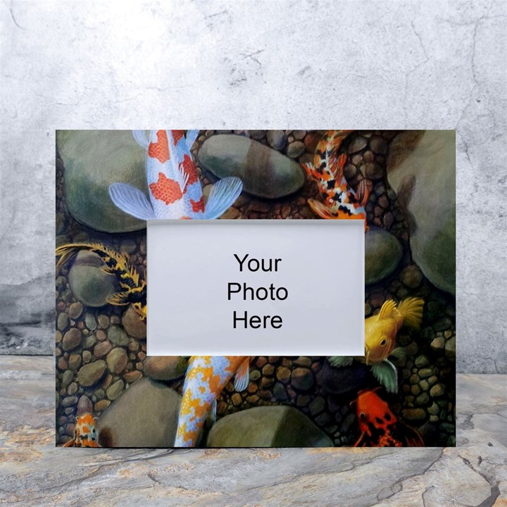 Koi Fish Clown Pool Stone White Tabletop Photo Frame 4 x6 