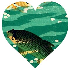 Japanese Koi Fish Wooden Puzzle Heart