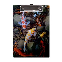 Koi Fish Clown Pool Stone A5 Acrylic Clipboard by Cemarart