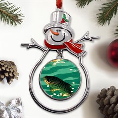 Japanese Koi Fish Metal Snowman Ornament by Cemarart