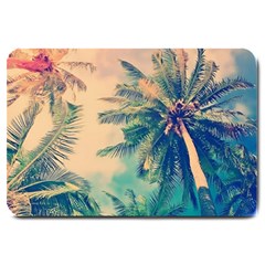 Palm Trees Beauty Nature Clouds Summer Large Doormat by Cemarart