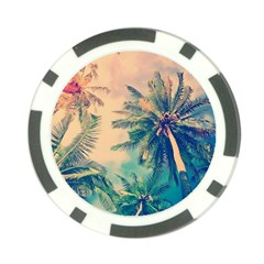 Palm Trees Beauty Nature Clouds Summer Poker Chip Card Guard