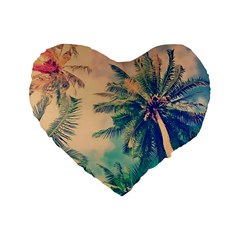 Palm Trees Beauty Nature Clouds Summer Standard 16  Premium Heart Shape Cushions by Cemarart