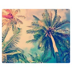 Palm Trees Beauty Nature Clouds Summer Two Sides Premium Plush Fleece Blanket (medium) by Cemarart