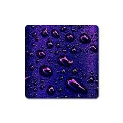 Purple Waterdrops Water Drops Square Magnet by Cemarart