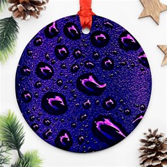 Purple Waterdrops Water Drops Round Ornament (two Sides) by Cemarart