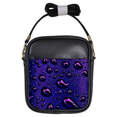 Purple Waterdrops Water Drops Girls Sling Bag by Cemarart