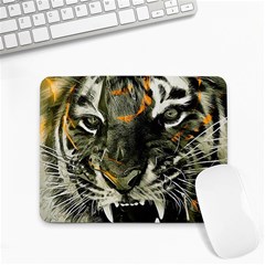 Angry Tiger Animal Broken Glasses Small Mousepad by Cemarart