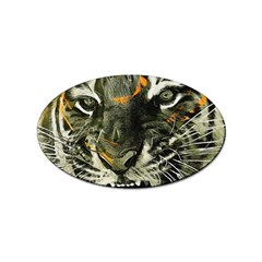 Angry Tiger Animal Broken Glasses Sticker Oval (10 Pack) by Cemarart