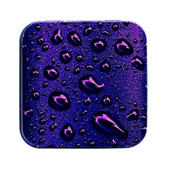 Purple Waterdrops Water Drops Square Metal Box (black) by Cemarart