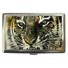 Angry Tiger Animal Broken Glasses Cigarette Money Case by Cemarart