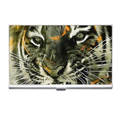 Angry Tiger Animal Broken Glasses Business Card Holder by Cemarart