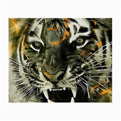 Angry Tiger Animal Broken Glasses Small Glasses Cloth by Cemarart