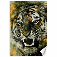 Angry Tiger Animal Broken Glasses Canvas 20  X 30  by Cemarart