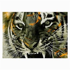 Angry Tiger Animal Broken Glasses Large Glasses Cloth by Cemarart