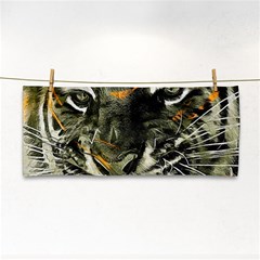 Angry Tiger Animal Broken Glasses Hand Towel by Cemarart