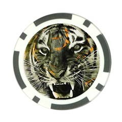 Angry Tiger Animal Broken Glasses Poker Chip Card Guard (10 Pack) by Cemarart