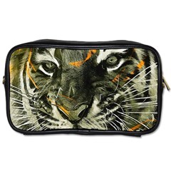 Angry Tiger Animal Broken Glasses Toiletries Bag (two Sides) by Cemarart