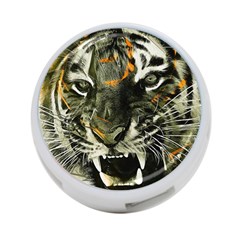 Angry Tiger Animal Broken Glasses 4-port Usb Hub (one Side) by Cemarart