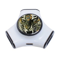 Angry Tiger Animal Broken Glasses 3-port Usb Hub by Cemarart