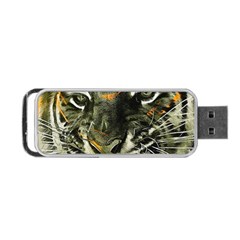 Angry Tiger Animal Broken Glasses Portable Usb Flash (one Side) by Cemarart