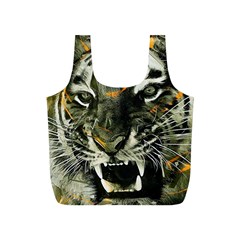 Angry Tiger Animal Broken Glasses Full Print Recycle Bag (s) by Cemarart