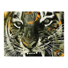 Angry Tiger Animal Broken Glasses Two Sides Premium Plush Fleece Blanket (mini) by Cemarart