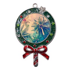 Palm Trees Beauty Nature Clouds Summer Metal X mas Lollipop With Crystal Ornament by Cemarart