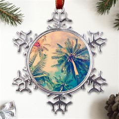 Palm Trees Beauty Nature Clouds Summer Metal Large Snowflake Ornament by Cemarart