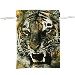 Angry Tiger Animal Broken Glasses Lightweight Drawstring Pouch (xl) by Cemarart