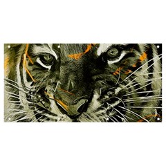 Angry Tiger Animal Broken Glasses Banner And Sign 8  X 4  by Cemarart