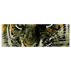 Angry Tiger Animal Broken Glasses Banner And Sign 12  X 4  by Cemarart