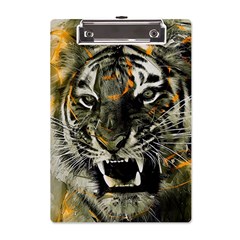 Angry Tiger Animal Broken Glasses A5 Acrylic Clipboard by Cemarart