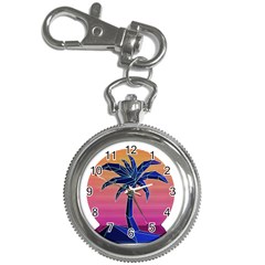 Abstract 3d Art Holiday Island Palm Tree Pink Purple Summer Sunset Water Key Chain Watches by Cemarart