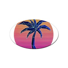 Abstract 3d Art Holiday Island Palm Tree Pink Purple Summer Sunset Water Sticker (oval) by Cemarart