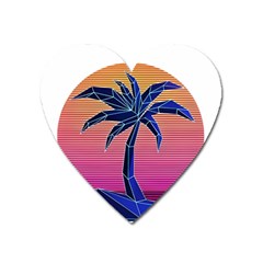 Abstract 3d Art Holiday Island Palm Tree Pink Purple Summer Sunset Water Heart Magnet by Cemarart