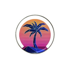 Abstract 3d Art Holiday Island Palm Tree Pink Purple Summer Sunset Water Hat Clip Ball Marker (10 Pack) by Cemarart